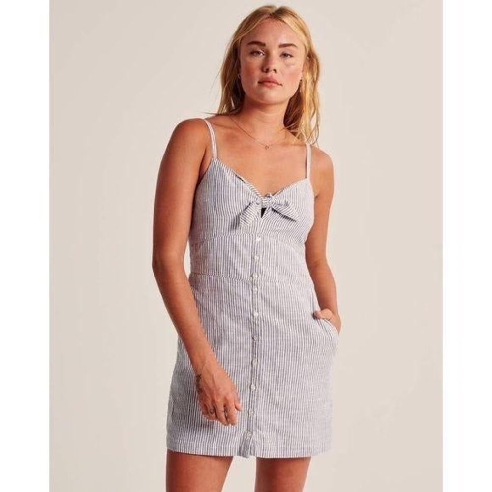 Abercrombie & Fitch Tie-Front Button-Up Mini Dress